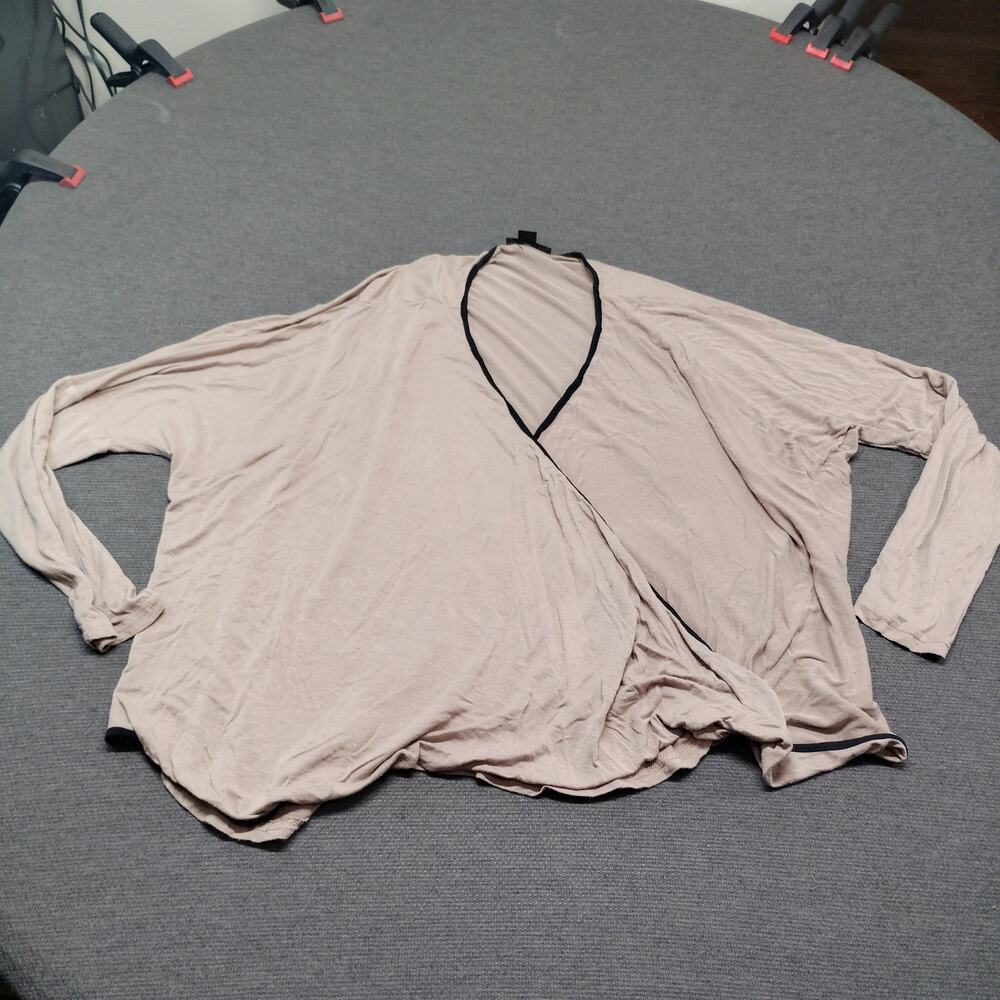 Double Zero Beige Wrap Front Surplice Top Cardigan Sweater Long Sleeve L